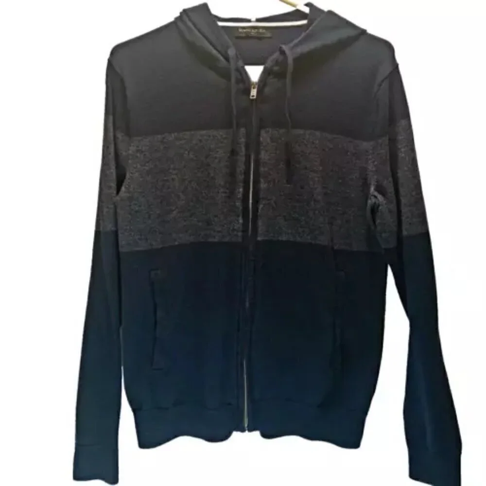 Banana Republic Pima Cotton Lightweight Heather Navy Full Zip Hoodie Men’s Small
